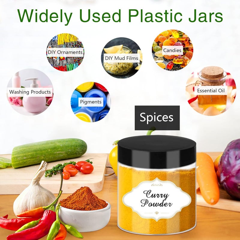 PeacePeo Plastic Jars with Lids, 48 Pcs 6 OZ Slime Containers with Screw On Lids Clear Round Plastic Storage Jars Refillable Container Jar for Travel Storage Home Kitchen Food - Image 4